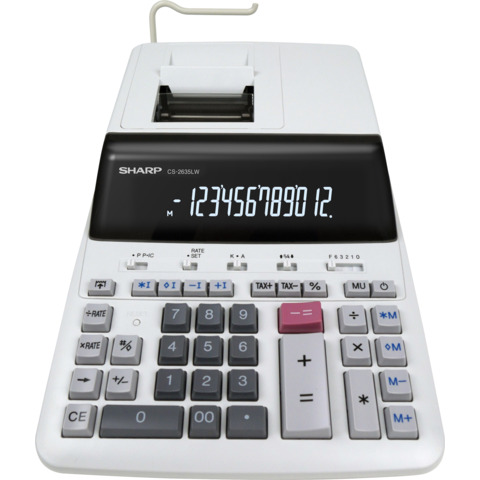 Calcolatrice scrivente Sharp a 12 cifre velocità di stampa: 4,5 linee/secondo - grigio - SH-CS2635LW